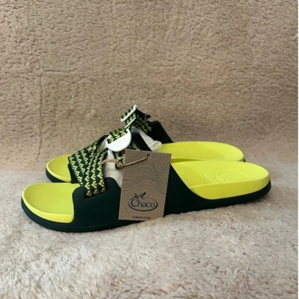 Chaco Black and Neon Green Sandals - Picture 4 of 8